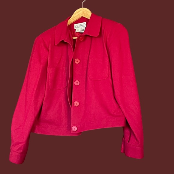 Bridgewater Classics Cranberry Red 100% Wool Bomber Jacket Coat Lightweight - Picture 4 of 15